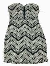 New Windsor Black Gray Strapless Dress Chevron Heart Neckline Wiggle Cocktail M - £8.50 GBP
