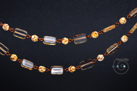 long boho necklace with Czech glass beads, fall colors, brown, beige, ooak - £20.54 GBP