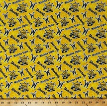 Cotton Wichita State University Shockers Yellow Tone on Tone Fabric BTY D664.54 - £10.26 GBP