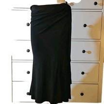 Donna Karan Collection Jersey Wrap Skirt Womens Petite P Black Trumpet Midi - £76.12 GBP