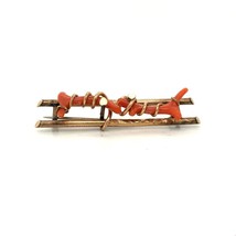 Antique Gold Filled Carved Victorian Branch Coral Wrap Around Bar Pin Brooch - £51.59 GBP