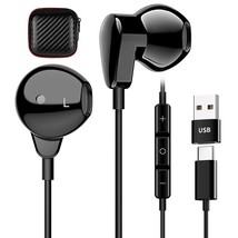 Usb C Headphone With Type-C Plug, Type C Earphones + Usb Adapter, Hifi Stereo Us - £25.81 GBP