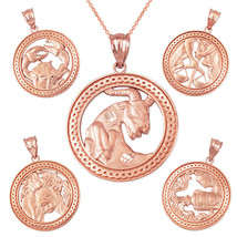 Rose Gold Zodiac Open Medallion Satin DC Pendant Necklace - £170.19 GBP+