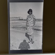 Old Photo Negative Women At Beach Texas Gulf Coast Ship In Background 1920s - $146.87 MXN