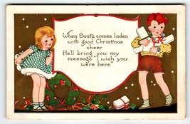 Christmas Postcard Boy Girl Children With Gifts Whitney Vintage Embossed - £13.03 GBP