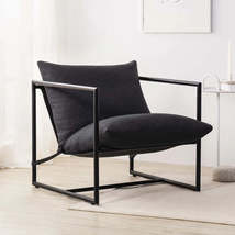 Hayden Metal Framed Sling Accent Chair - Dark Grey Modern Style Furniture for Li - £93.66 GBP