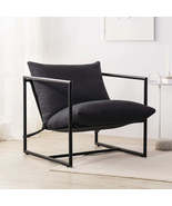 Hayden Metal Framed Sling Accent Chair - Dark Grey Modern Style Furnitur... - £93.94 GBP