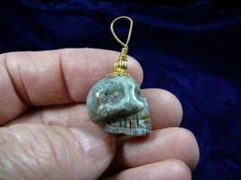 #HH-115-6 Gray Human Skull Ocean Jasper Pendant Jewelry Gemstone Gem - £11.16 GBP