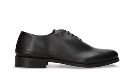 Men vegan oxford shoes black apple skin flat whole cut dress suit attire sleek - £133.02 GBP