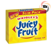 Full Box 10x Packs Wrigleys Juicy Fruit Slim Pack Gum | 15 Sticks Per Pack - $23.02