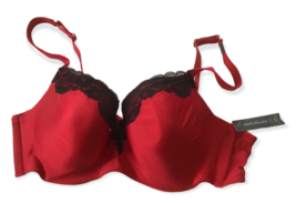 Ambrielle Bra 42C Red Cherry Cord Black Lace Underwire Lightly Molded NEW Tag - £21.76 GBP