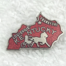 Kentucky State Shape Pin Vintage Travel Souvenir Meta Enamel horse Eques... - $10.00