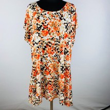 Serengeti Fashions Women&#39;s Plus 1X Orange Tan Black Abstract Tunic Top - £15.24 GBP
