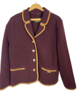 Giesswein Boiled Wool Jacket Size 40 US 10 Burgundy Red Preppy Quiet Lux... - $136.62 CAD