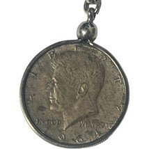 Vintage 1964 Kennedy Half Dollar Coin 90% Silver Mounted As Keychain Fob Gift - £11.19 GBP