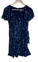 DKNY Womens Navy Zippered Belted Ruffled Hem Lined Floral Flutter Sleeve... - $39.99