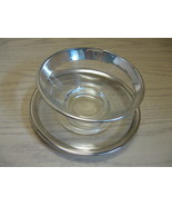 Dip Bowl With Under Plate Clear Glass with Silver Tone Rim Dorothy Thorp... - £10.26 GBP