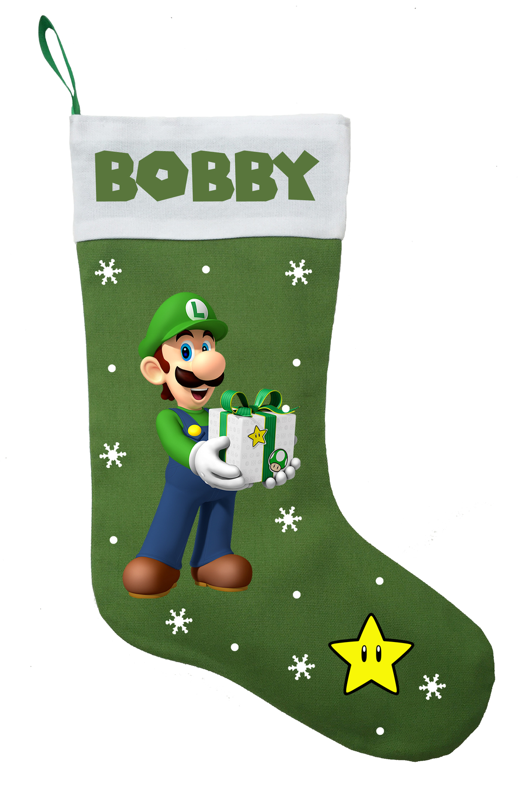 Primary image for Luigi Christmas Stocking, Custom Luigi Stocking, Luigi Christmas Gift