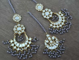 High Quality Rich People Kundan Meenakari Jewelry Earrings Tikka Set Girl Gift 4 - £28.25 GBP