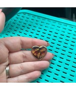 Heart-Shaped Brown,Red and Gold Brooch - $10.00