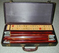 Early Bakelite Mah Jong Set 152 Tiles 5 Marbled Rails In Case - $675.00