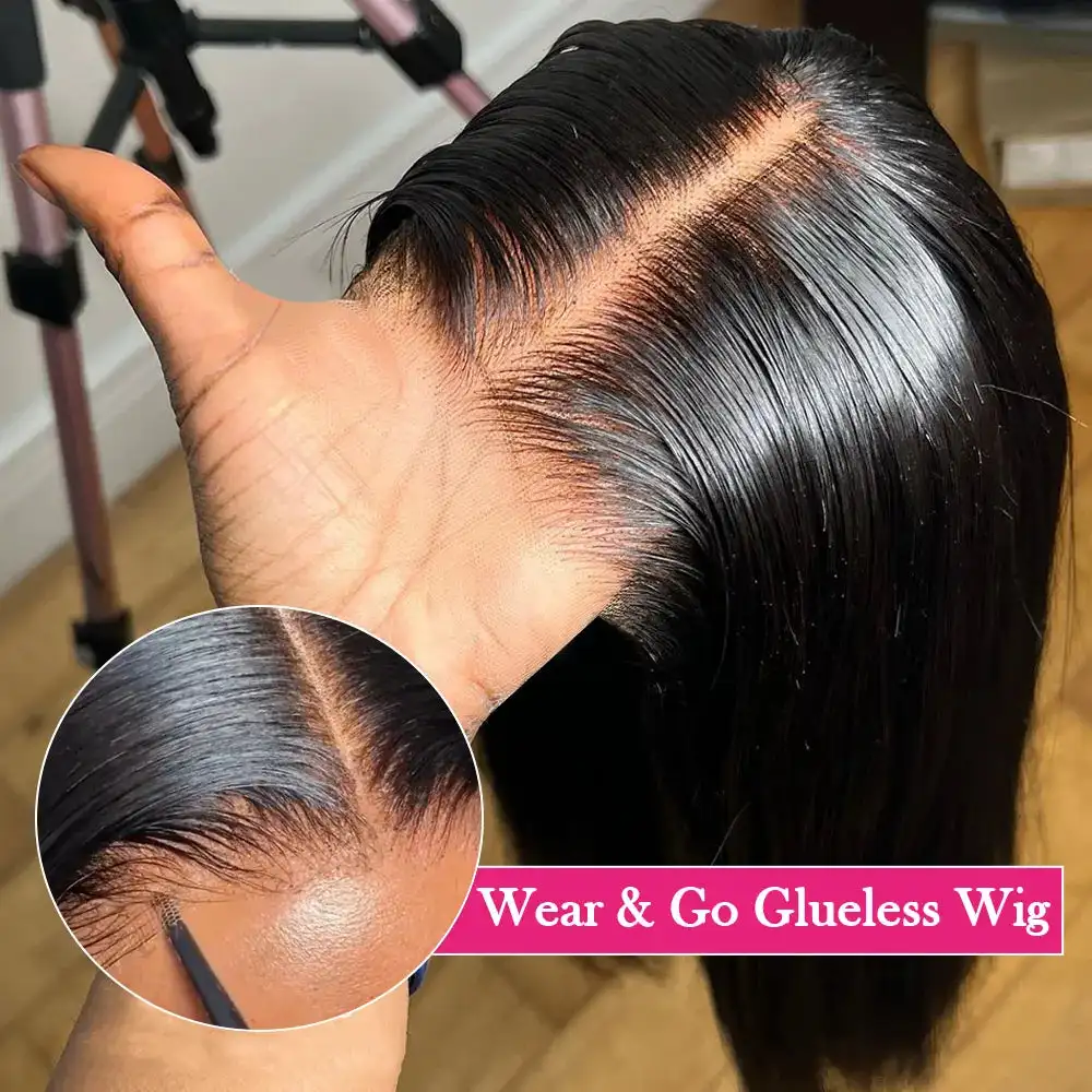 Bone Straight Wear and Go Glueless Wig 4x4 Closure Glueless Wigs Ready to Wear - £41.82 GBP+