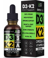 SierraMed Vegan Vitamin D3 5000 IU K2, Omega 3, Vitamin A - Immune Joint... - £10.37 GBP