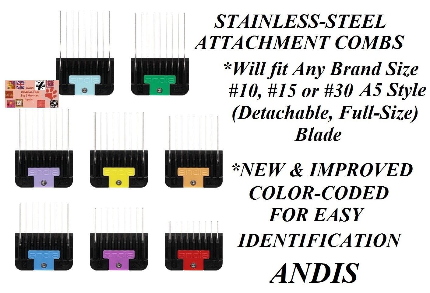 ANDIS STAINLESS STEEL GUIDE ATTACHMENT BLADE COMB*FIT Wahl KM2,KM5,KM10 ... - $3.99+