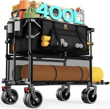 Navatiee 400L Double Decker Wagon Collapsible, 485Lb Weight Capacity, Black - $129.94