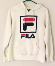 Fila hoodie size S white with blue and red Fila logo on front long sleeve - £12.66 GBP