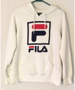 Fila hoodie size S white with blue and red Fila logo on front long sleeve - £12.38 GBP