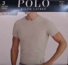 3 Polo Ralph Lauren S M L Xl Slim Fit Cotton Black White Navy Crew Neck T Shirts - $53.84