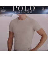 3 POLO RALPH LAUREN S M L XL SLIM FIT COTTON BLACK WHITE NAVY CREW NECK ... - £42.11 GBP