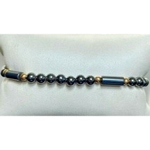 14k Yellow Gold Hematite Beaded Bracelet Sky - £61.49 GBP