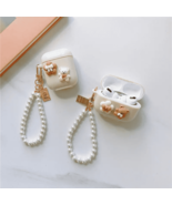 Cute Bear Protective Beige Case With Pearl Band For Apple Airpods Pro - £13.82 GBP