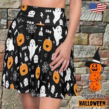 Women's Skater Skirt Pattern Halloween Pumpkins Ghosts Inspiered Clothin... - $39.98+