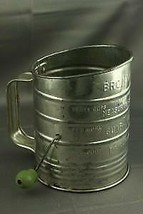Vintage Kitchen Tool Primitive BROMWELL Green Wooden Handle Flour Sifter - £16.81 GBP