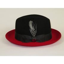 Men BENTLY Hat Australian Wool Fedora Damien Collection DM750 Black/Red image 5