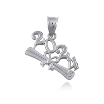 Silver Class Of 2024 to 2027 Graduation Diploma Infinity Ribbon Pendant - $19.99+