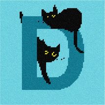 Pepita Needlepoint Canvas: Letter D Black Cats, 7&quot; x 7&quot; - £41.01 GBP+