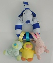 Carters Baby Tykes Blue Dog Ring Take Along Baby Clip Toy Bear Duck Bunny Rattle - $29.69