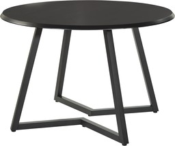 Osp Home Furnishings Metro Mid-Century Modern Round Dining, Black Veneer Top - £247.52 GBP