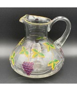 Handcrafted Crystal Pitcher Grapevine Design Made In Romania Grapes Clear - £19.02 GBP