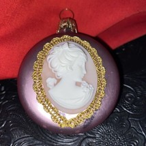 Vintage Cameo Christmas Tree Holiday Ornament West Germany Rare Pink - £16.39 GBP