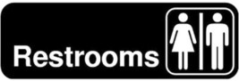 RESTROOMS SIGN Acrylic Plastic Door OR Wall mount bathroom 3&quot; x 9&quot; WINCO... - $23.41