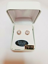 Crystals By Swarovski 14K Gold Plate Flower Stud Earrings 4CTW New In Box - £35.57 GBP