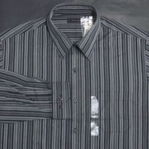 J. Ferrar Nwt Long Sleeve Black Dobby Stripe Dress Shirt Mens Large (16 -16.5) - £14.71 GBP