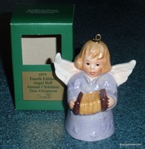 1979 GOEBEL Annual Purple Angel Bell Christmas Ornament with Accordion W... - $9.69
