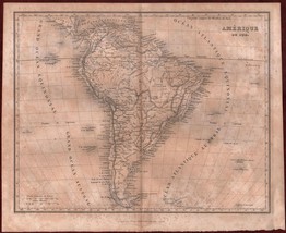 Old Map South America Steel Engraving 19th Century Jules Renouard - £23.63 GBP