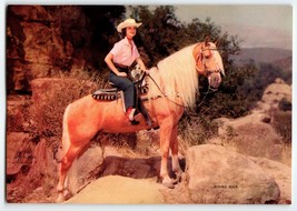 Cowgirl Rides Horse Western Riding High Art Print 1940&#39;s Mountains Rocks... - $12.83